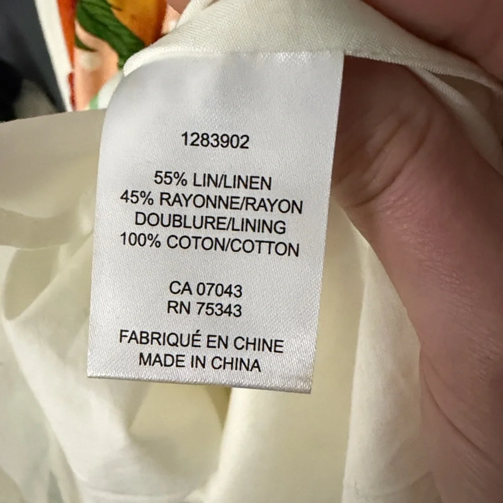 NWT Caroline Constas Linen Cotton Blend Tent Citrus Print Dress